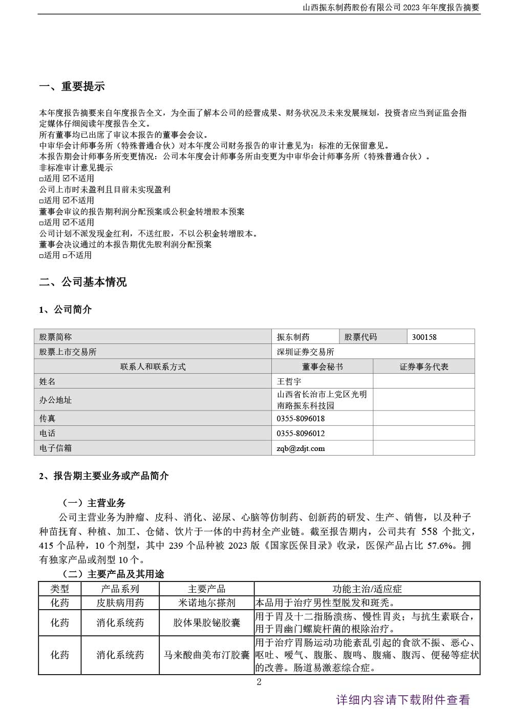 大奖国际制药,大奖国际,300158,年度报告,年度报告摘要